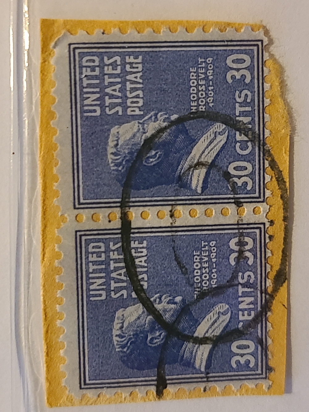 Vintage Blue 30 Cents US Postage Stamp Pair